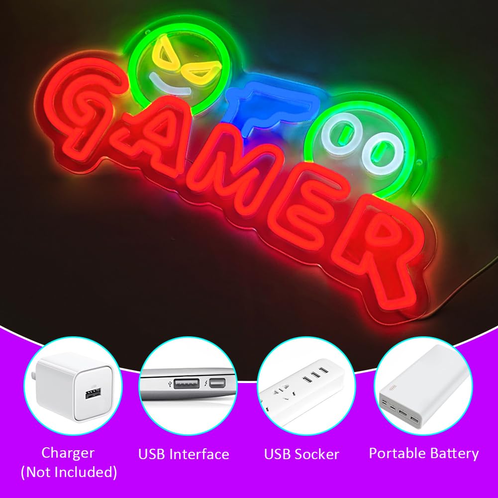 Gamer Neon Sign LED Wall Light - Party Games Christmas recension och pris
