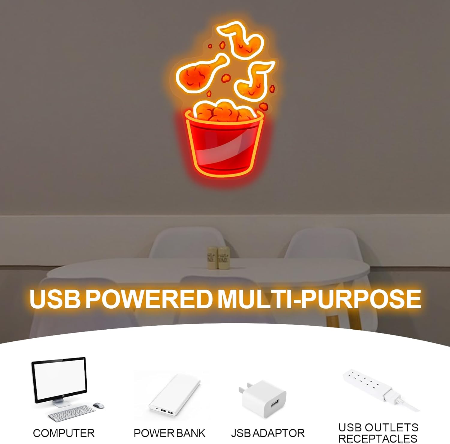 Fried Chicken Neon Sign USB Di - Party Games Shop recension och pris