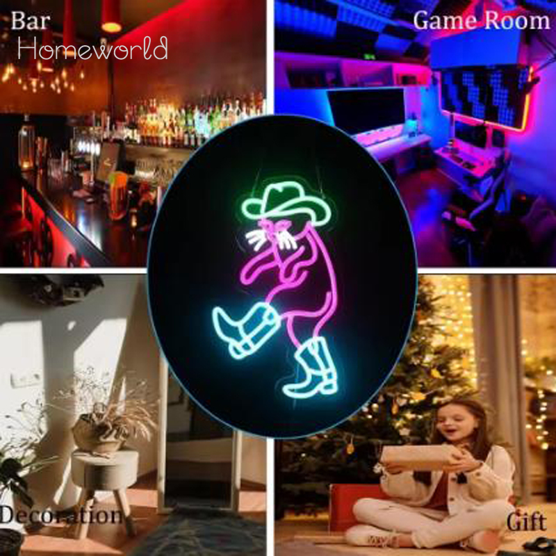 Cowboy Cat Neon Light Sign Dim - Party Games Shop recension och pris