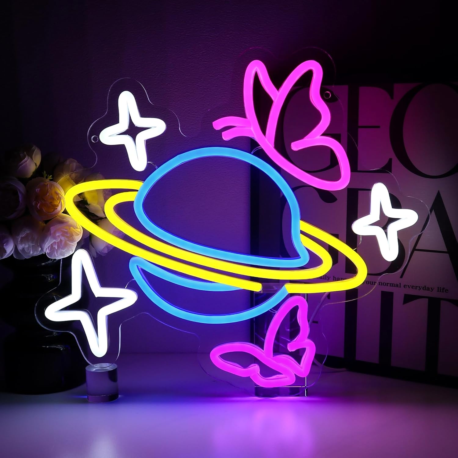 Planet Butterfly Star Neon Sig - Party Games Shop recension och pris