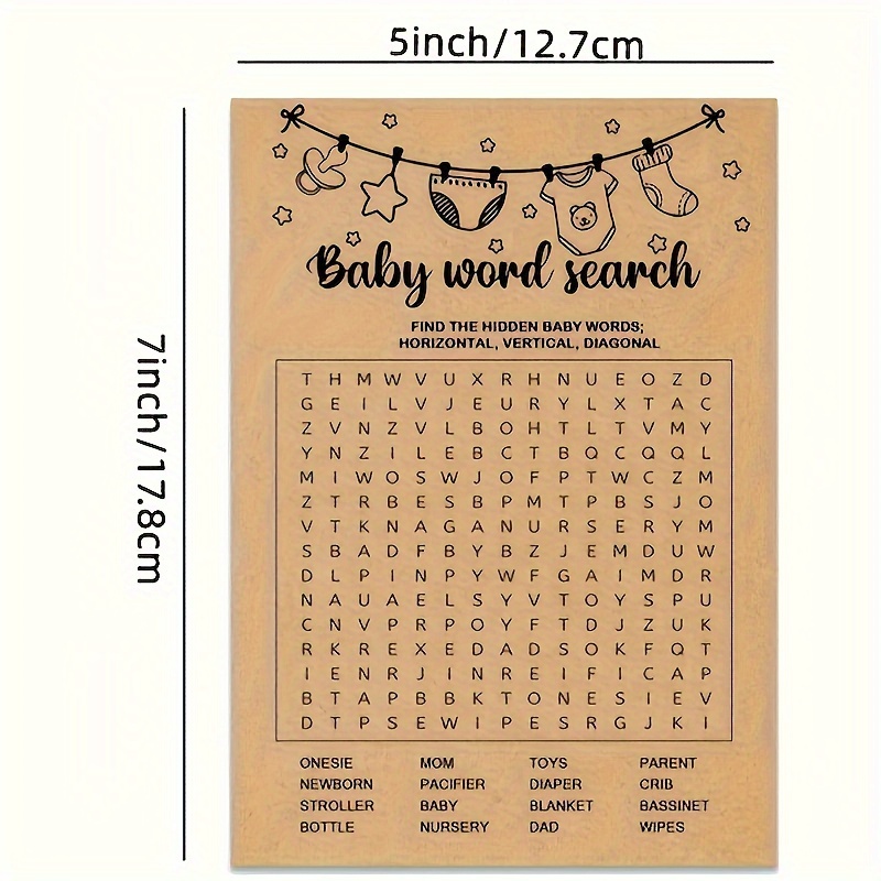 Baby Shower Game, Word Search  - Party Games No Supplies recension och pris