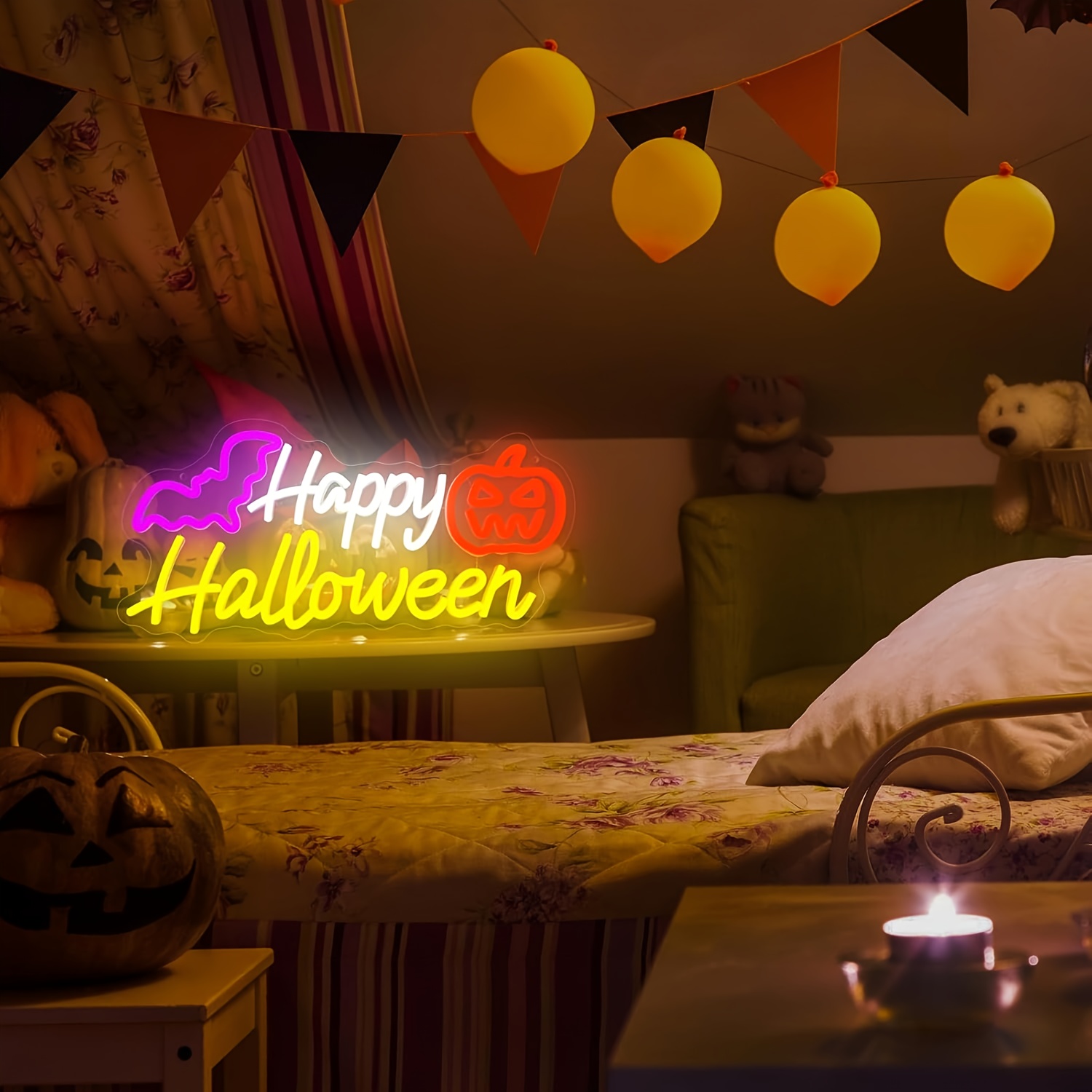 Happy Halloween Neon Sign Dimm - Party Games Shop recension och pris